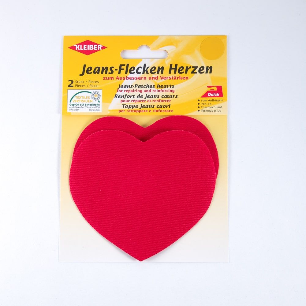 Iron On Denim Jeans Repair Patch - Heart Shaped Pack of 2 Patches