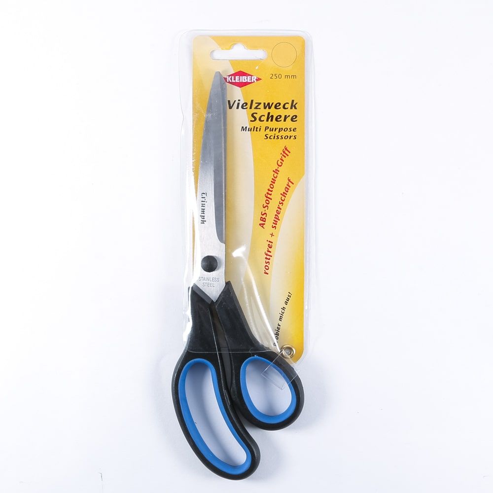 Kleiber multipurpose scissors 250mm with black and blue soft touch handles