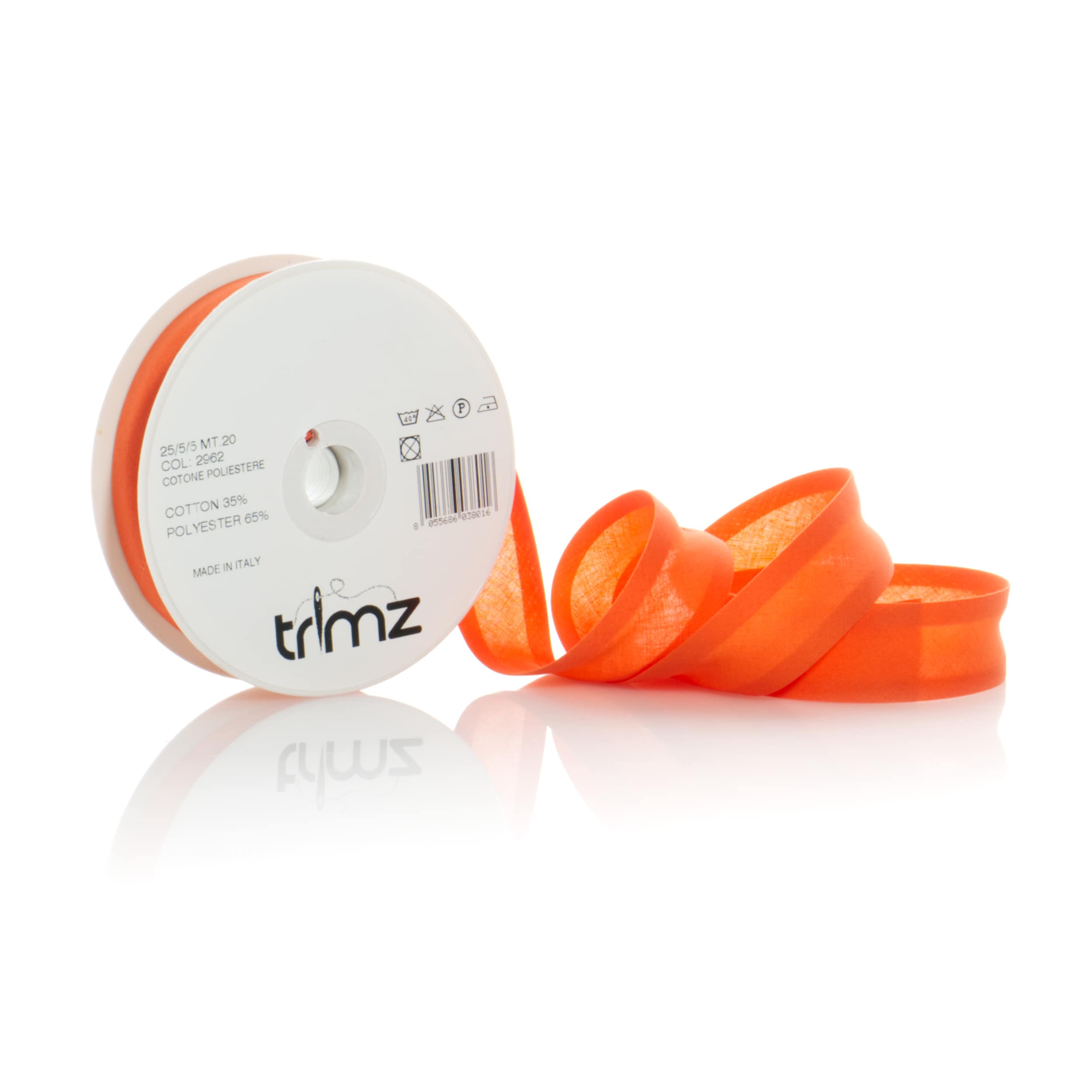 Trimz poly-cotton bias binding 25mm 20m orange