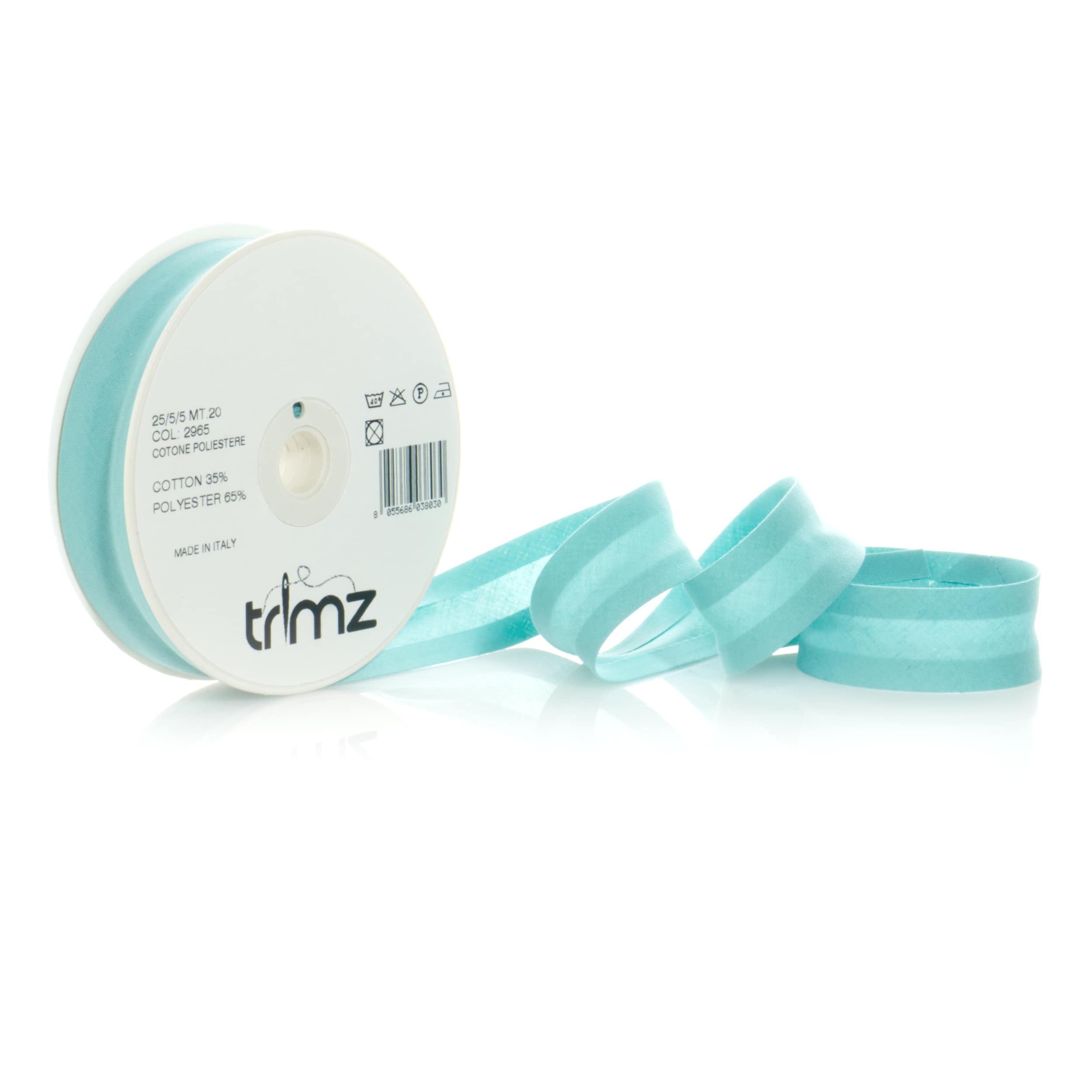 Trimz poly-cotton bias binding 25mm 20m mint