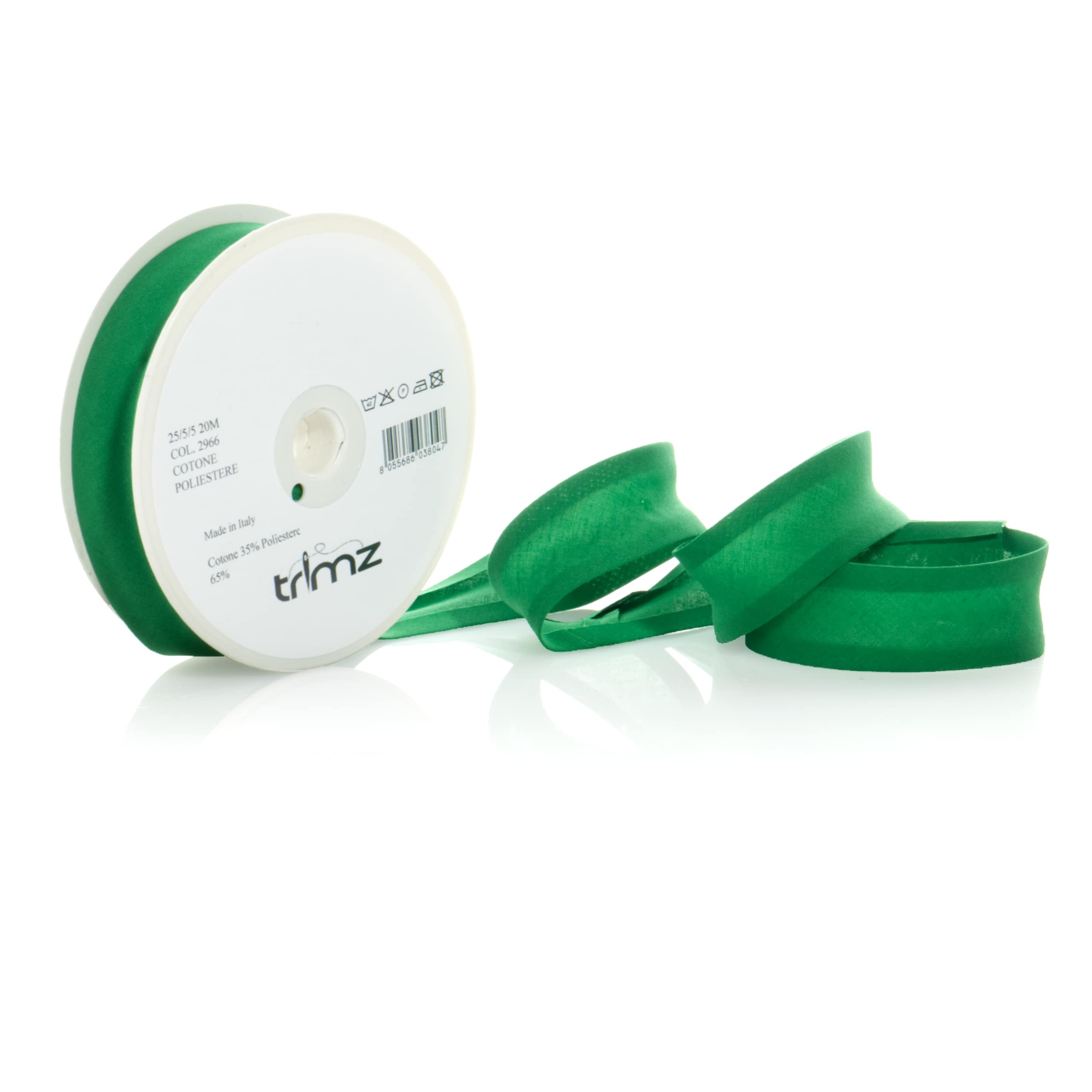 Trimz poly-cotton bias binding 25mm 20m emerald green