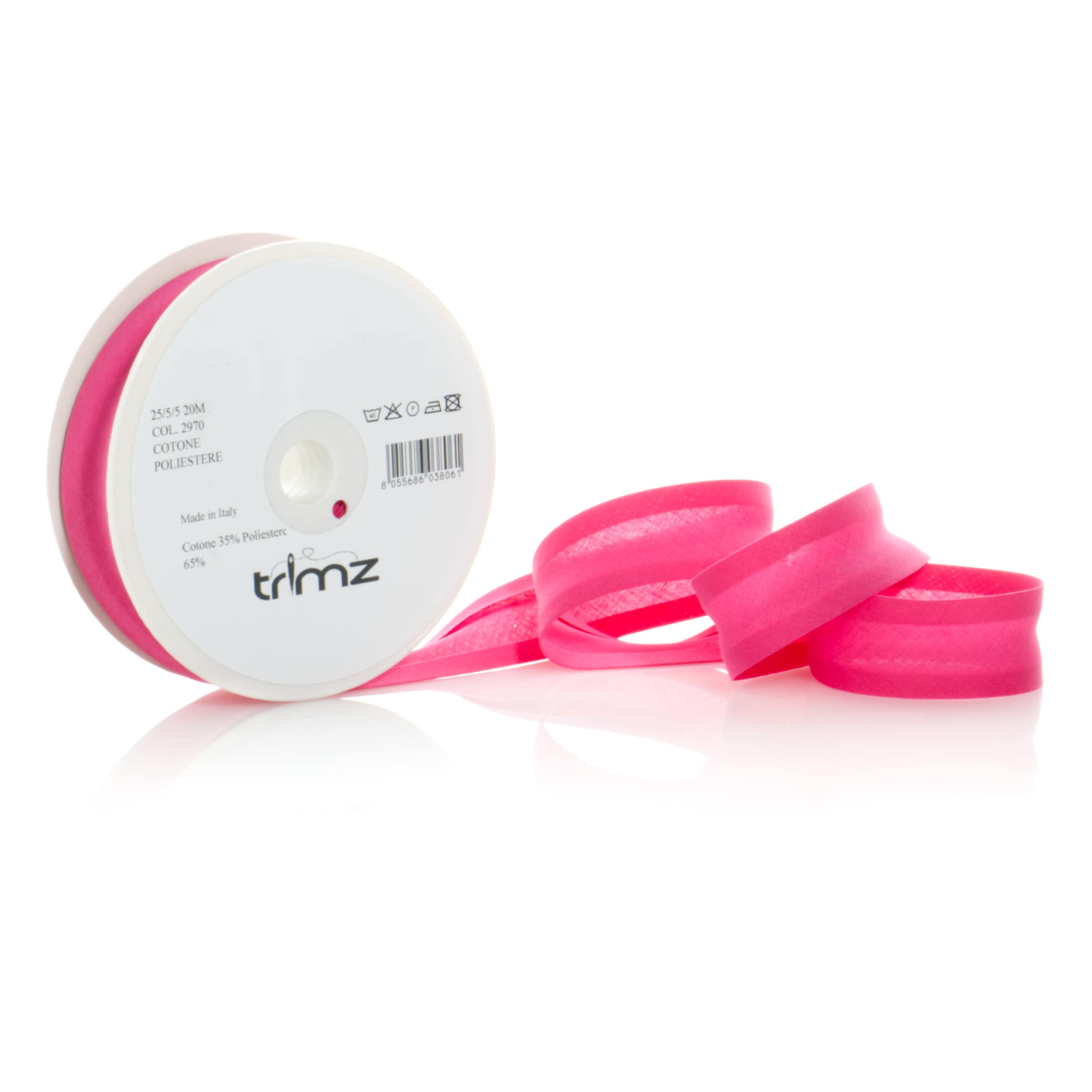 Trimz poly-cotton bias binding 25mm 20m fuchsia