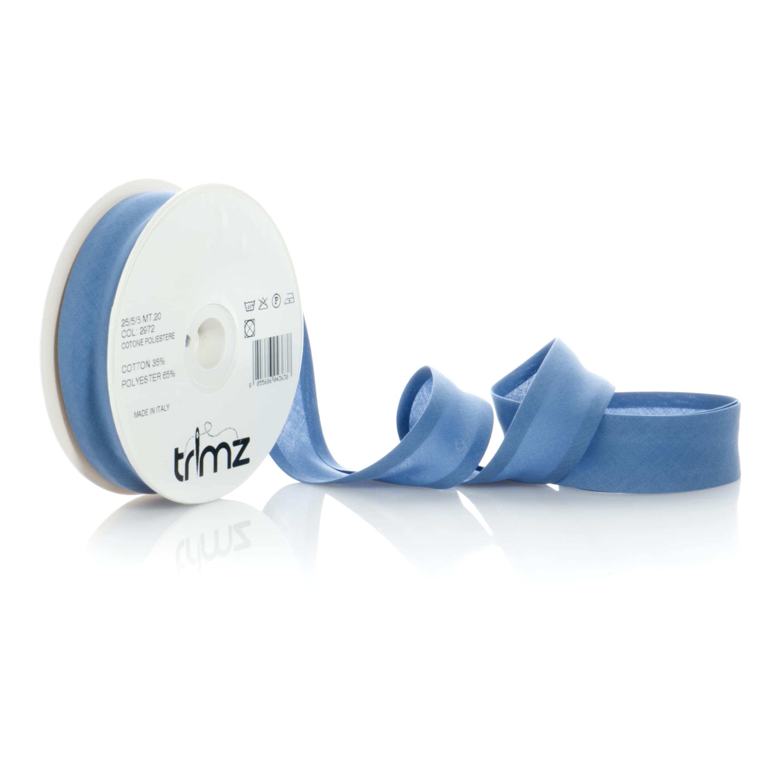 Trimz poly-cotton bias binding 25mm 20m slate blue