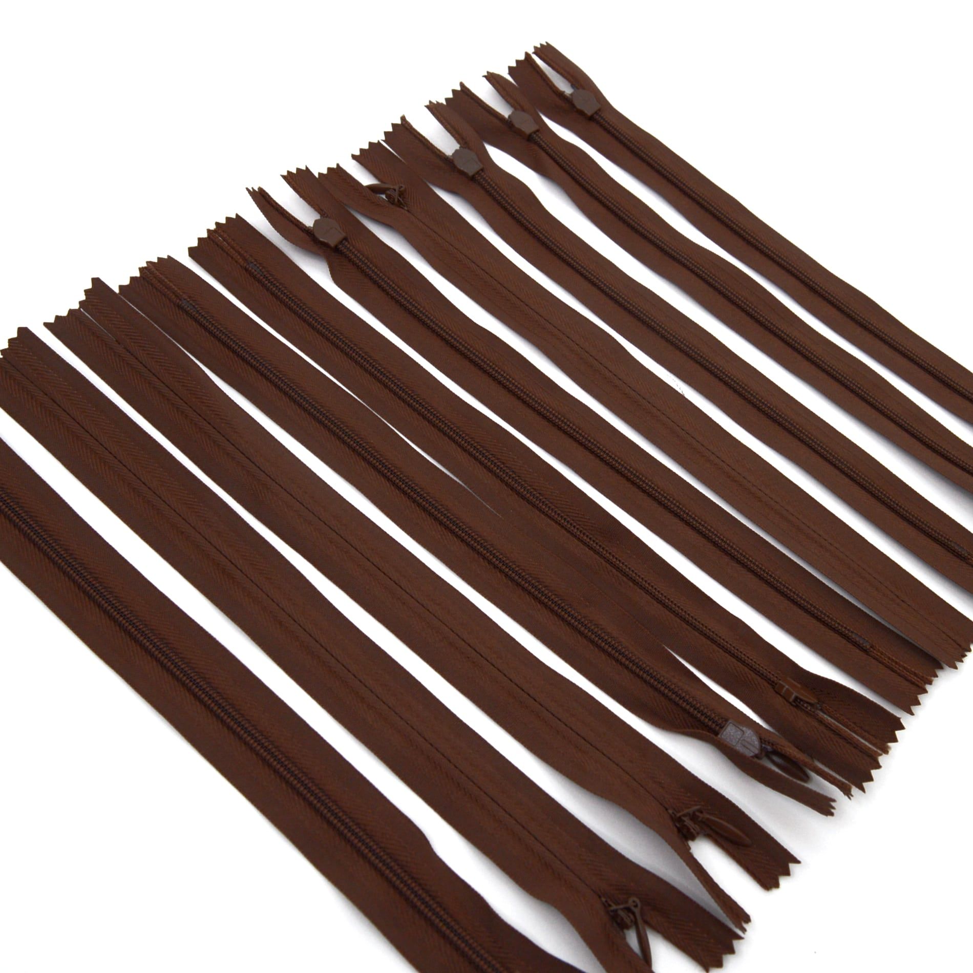 Trimz invisible/concealed zips brown close up
