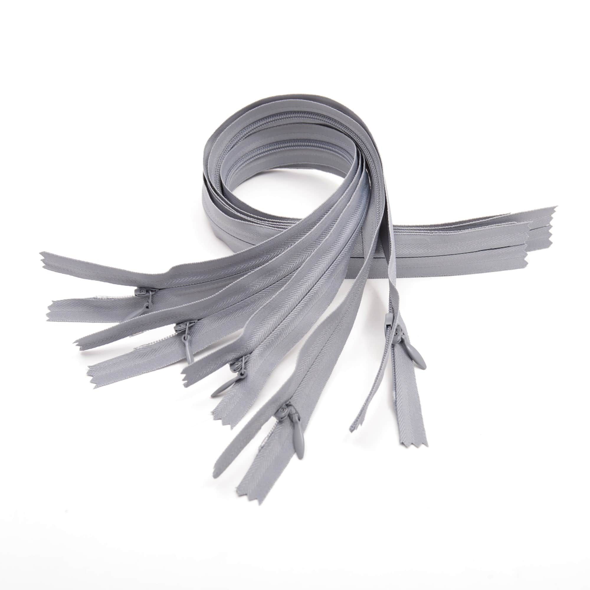 Trimz invisible/concealed zips mid grey 5 pieces