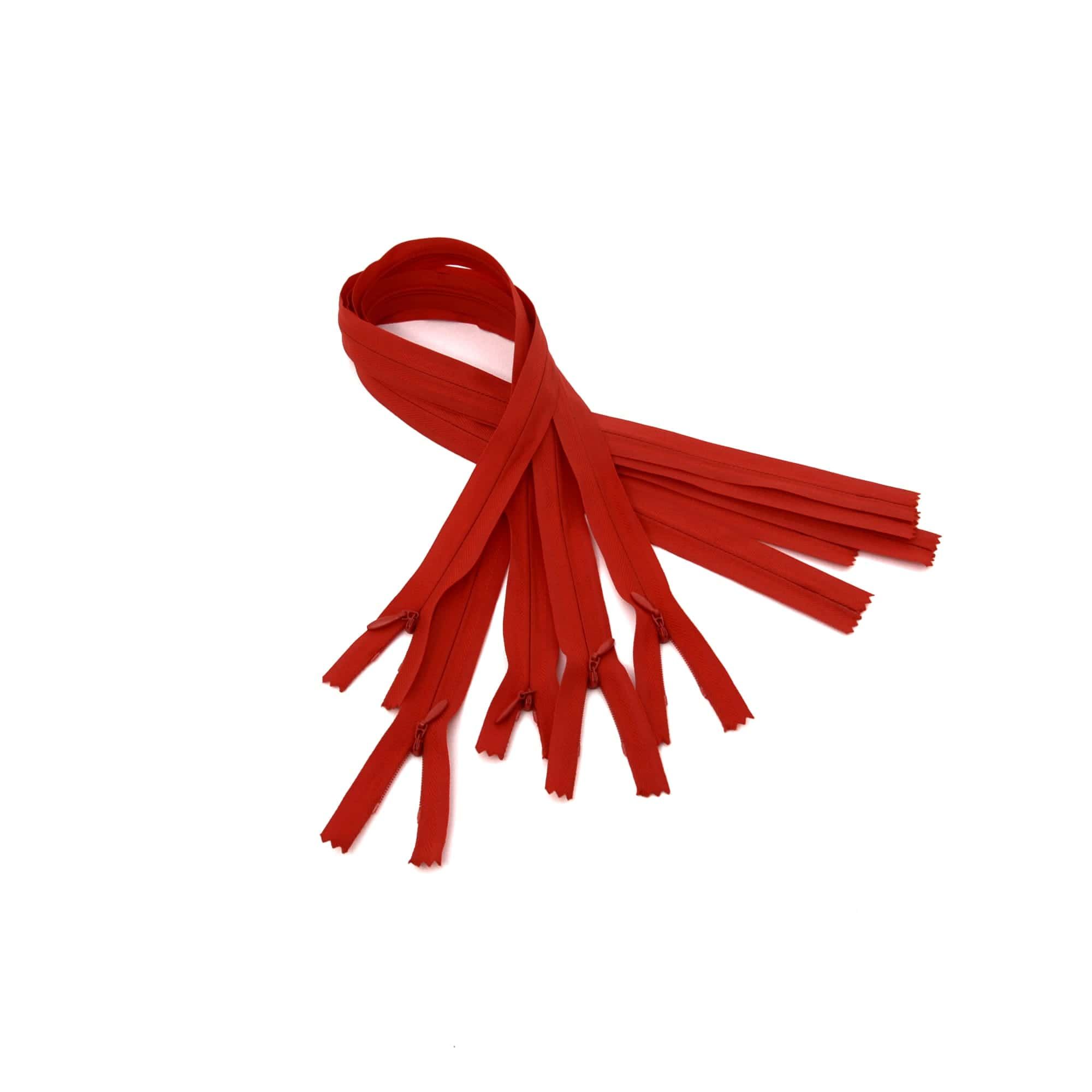 Trimz invisible/concealed zips red 5 pieces