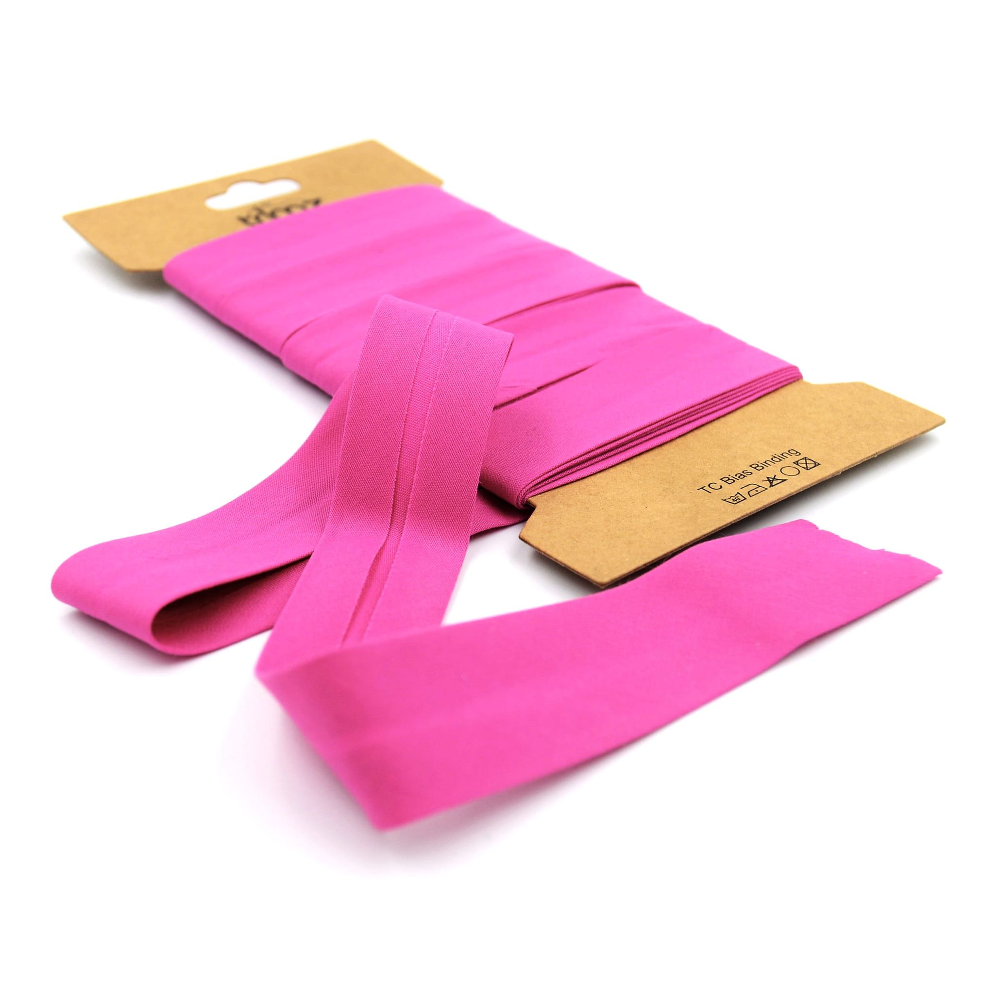 Trimz poly-cotton bias binding 25mm 5m fuchsia card