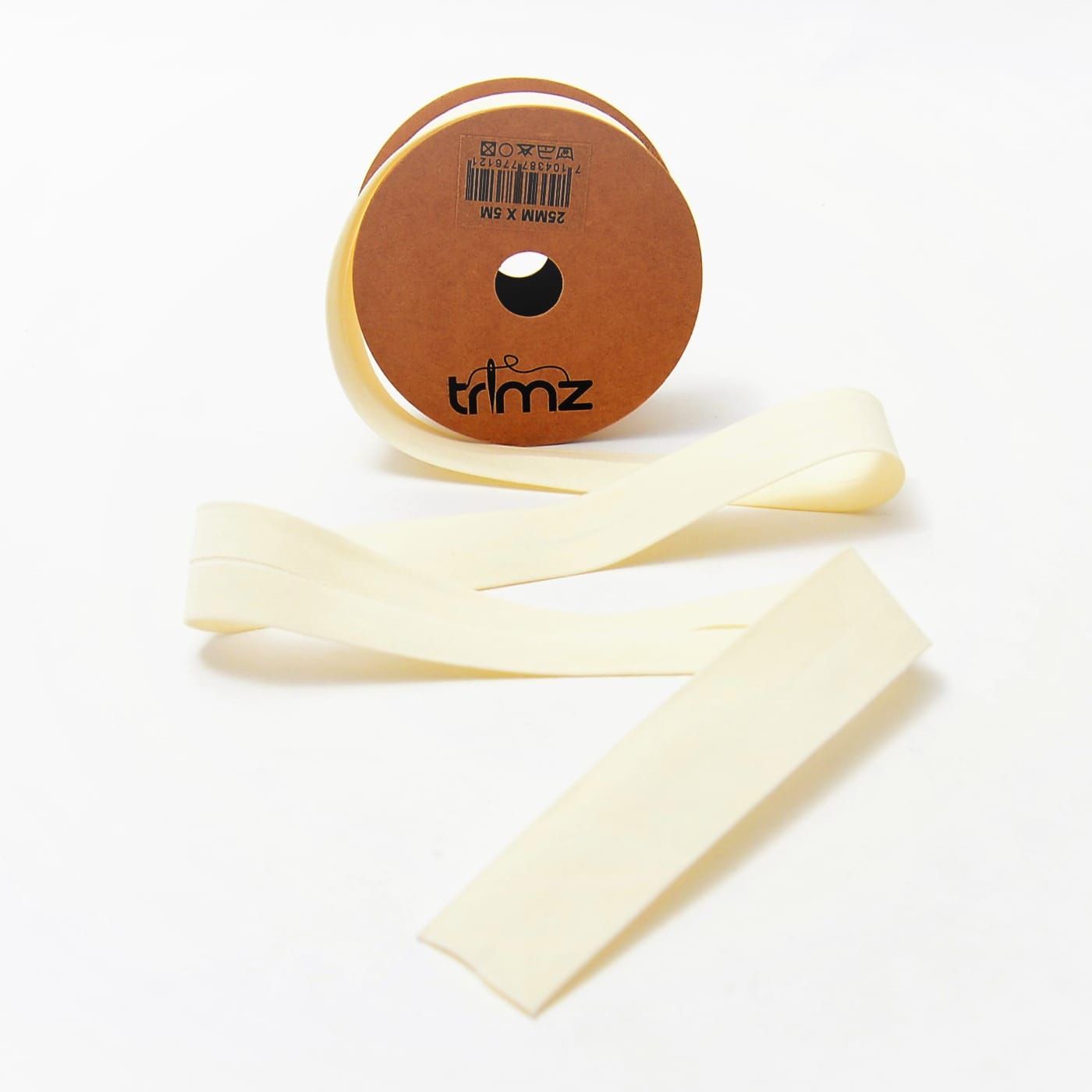 Trimz poly-cotton bias binding 25mm 5m ivory