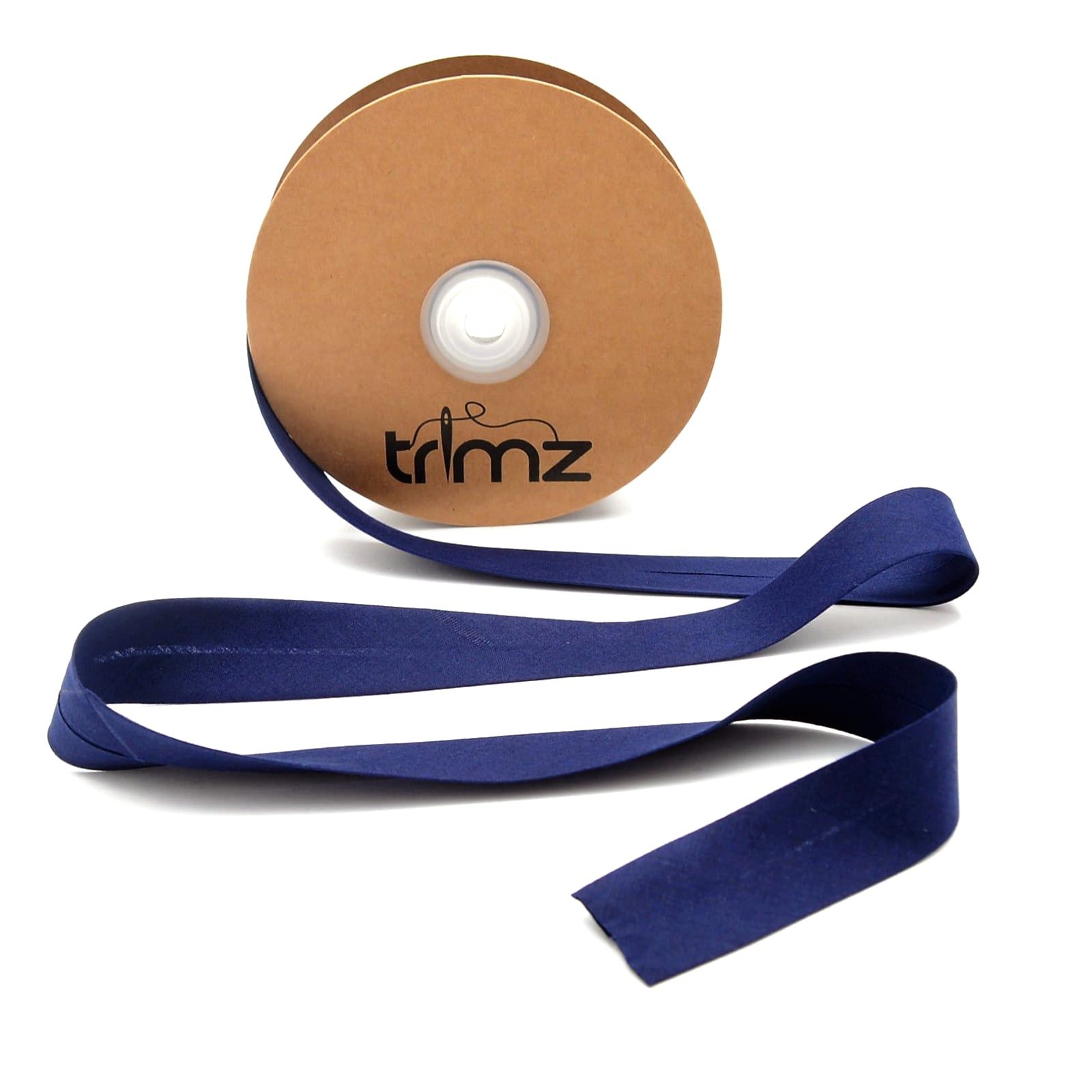 Trimz poly-cotton bias binding 25mm 20m navy