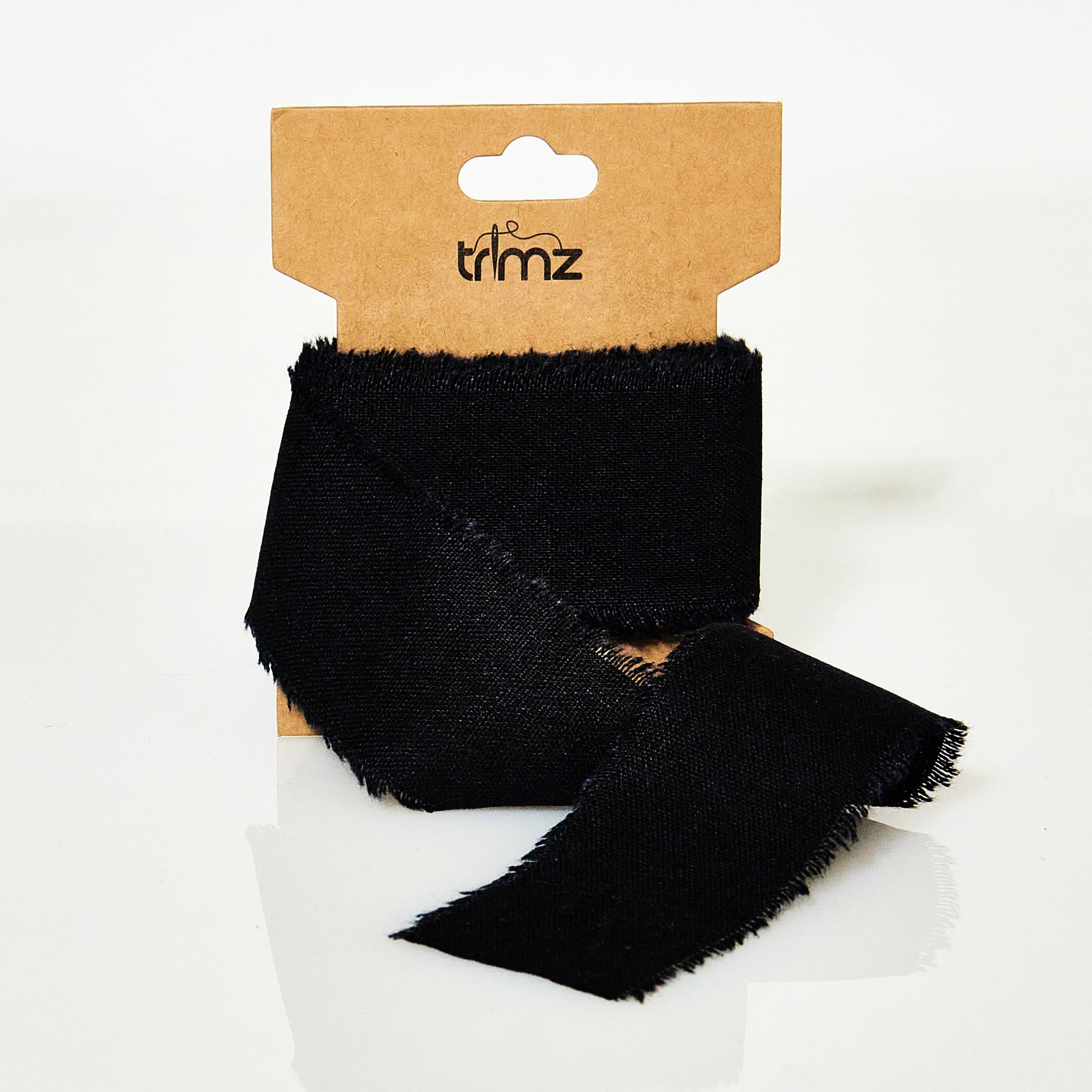 Trimz frayed edge cotton ribbon black 40mm 3m