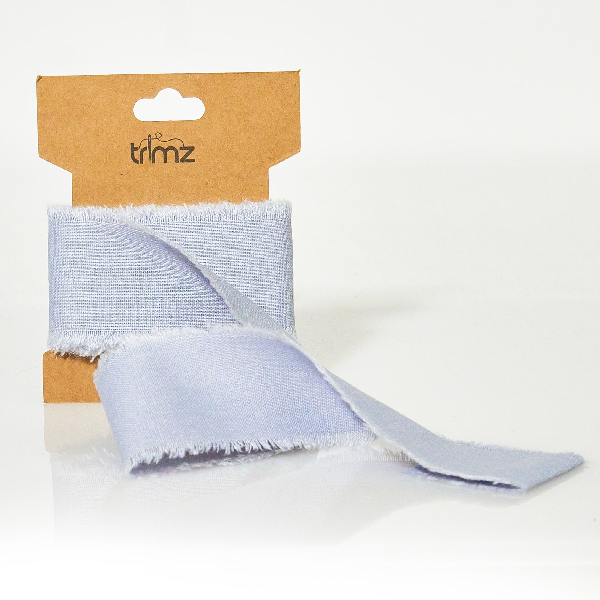 Trimz frayed edge cotton ribbon dusty blue 40mm 3m