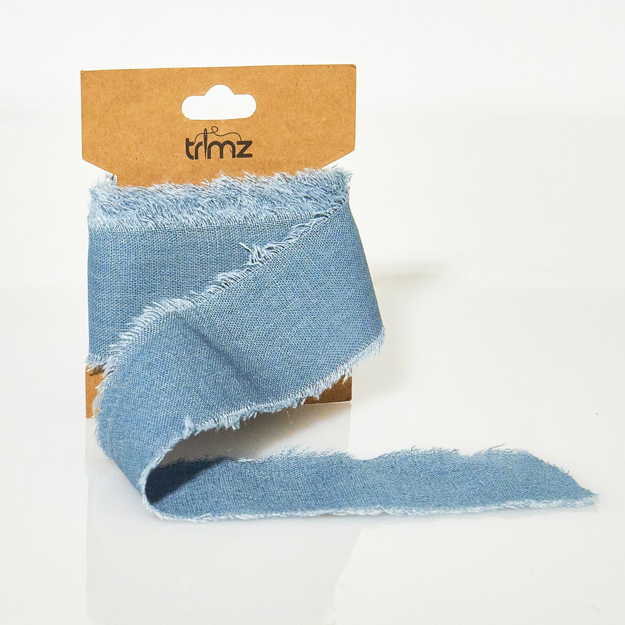 Trimz frayed edge cotton ribbon denim 40mm 3m