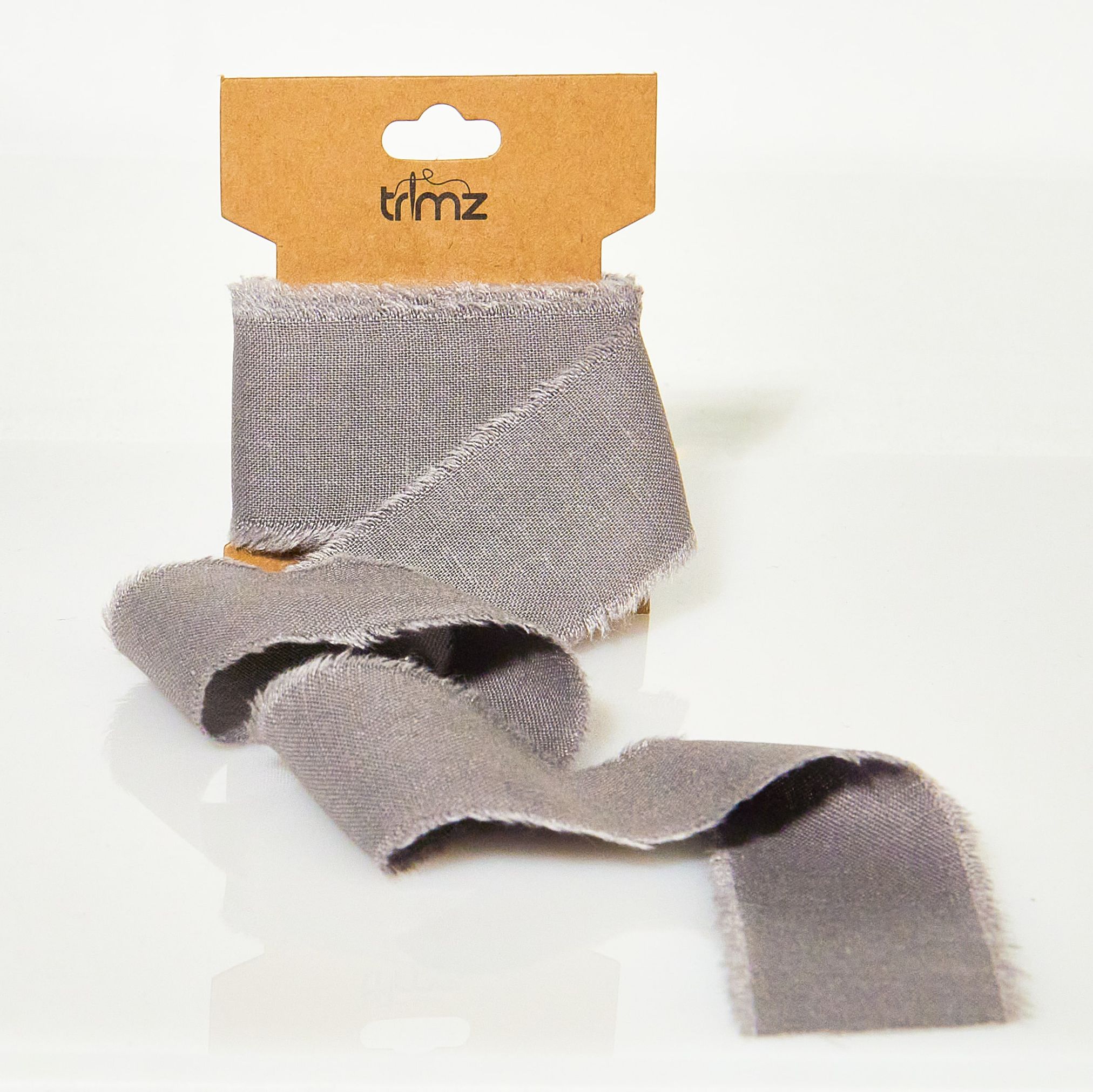 Trimz frayed edge cotton ribbon dark grey 40mm 3m