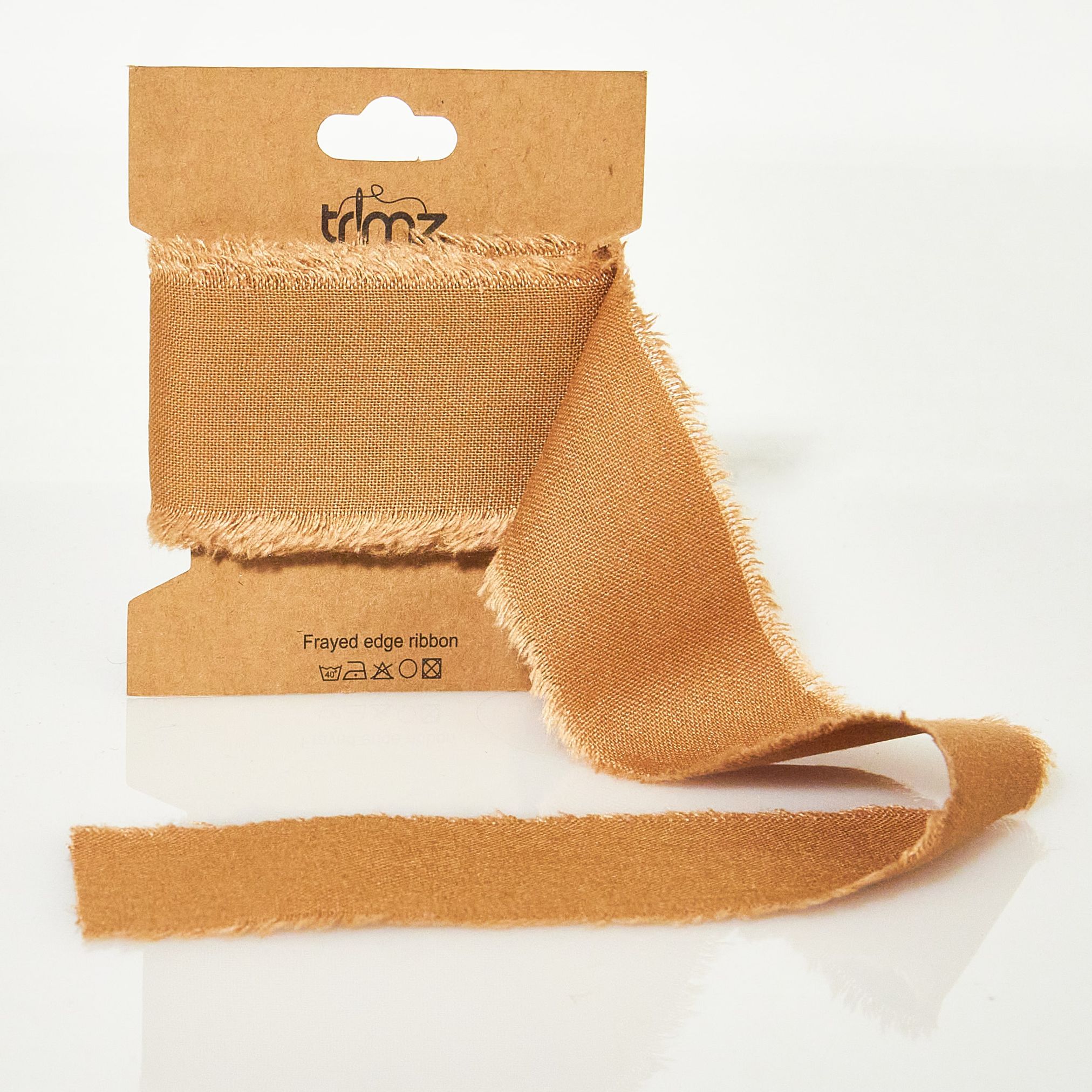 Trimz frayed edge cotton ribbon ginger 40mm 3m