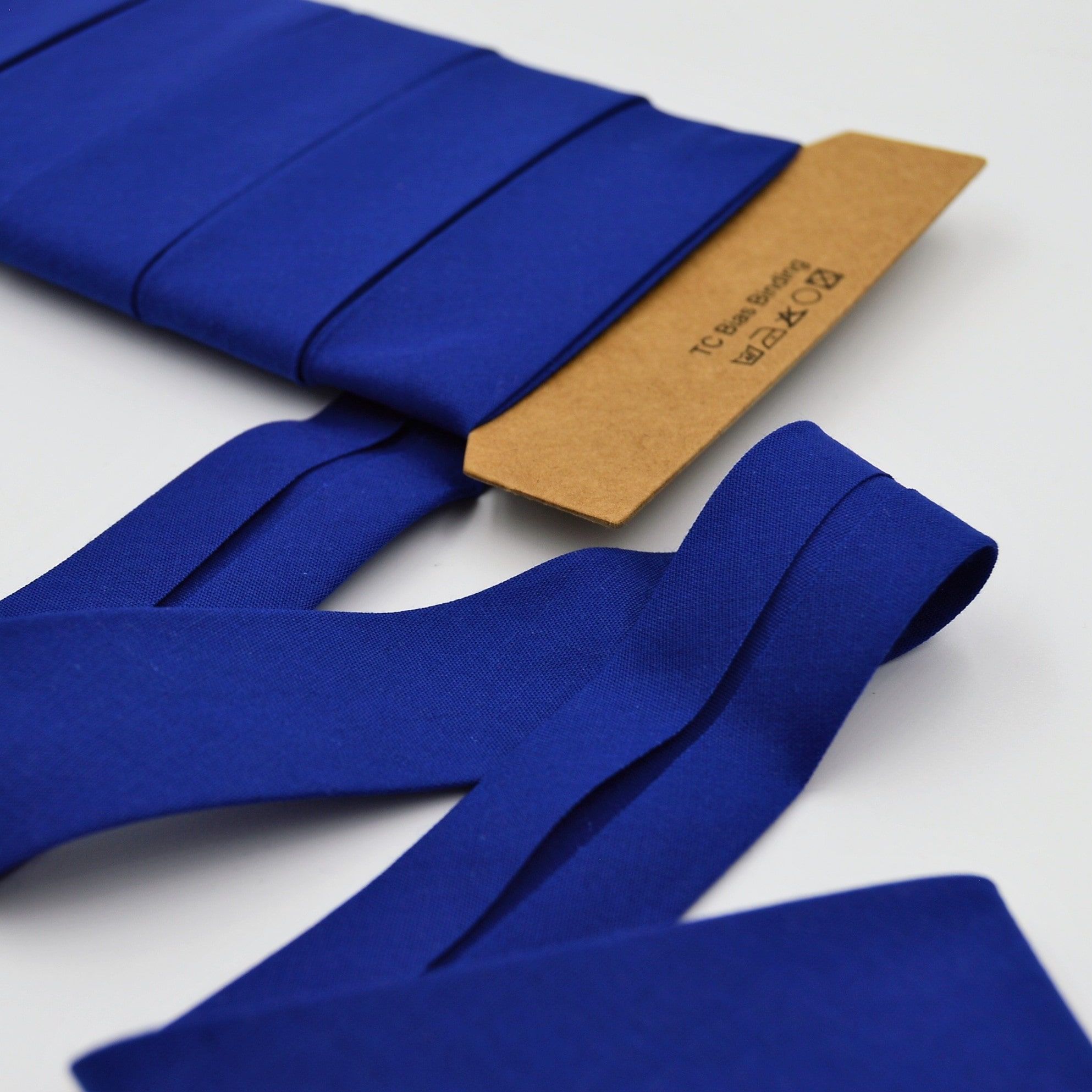 Trimz poly-cotton bias binding 25mm 5m royal blue card