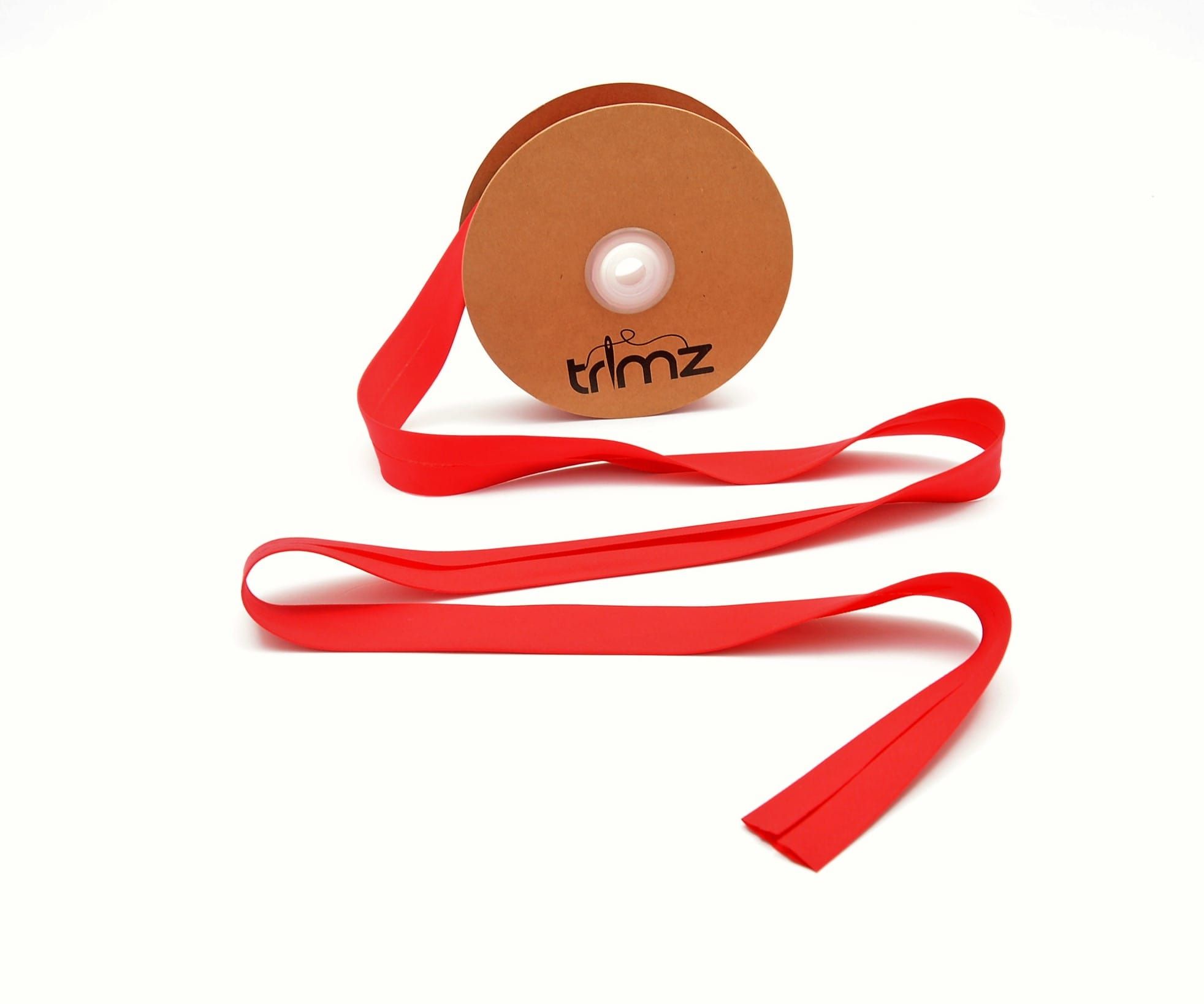 Trimz poly-cotton bias binding 25mm 20m red