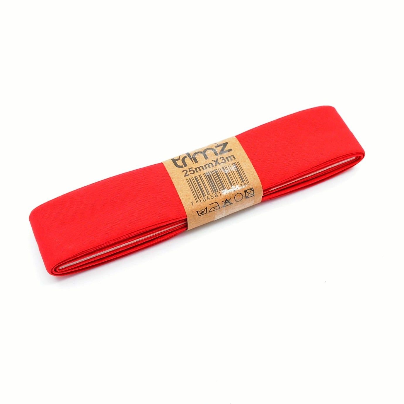 Trimz poly-cotton bias binding 25mm 3m red wrap