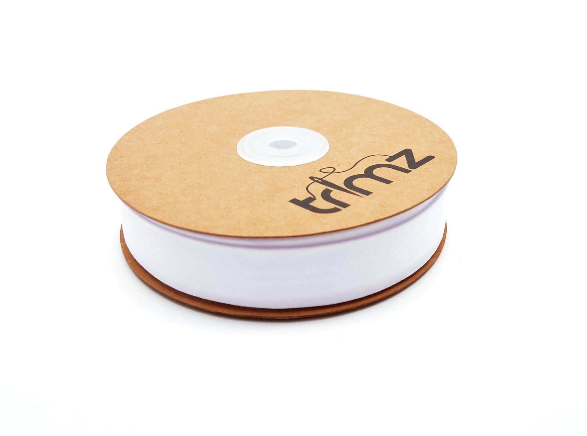 Trimz poly-cotton bias binding 25mm 20m white