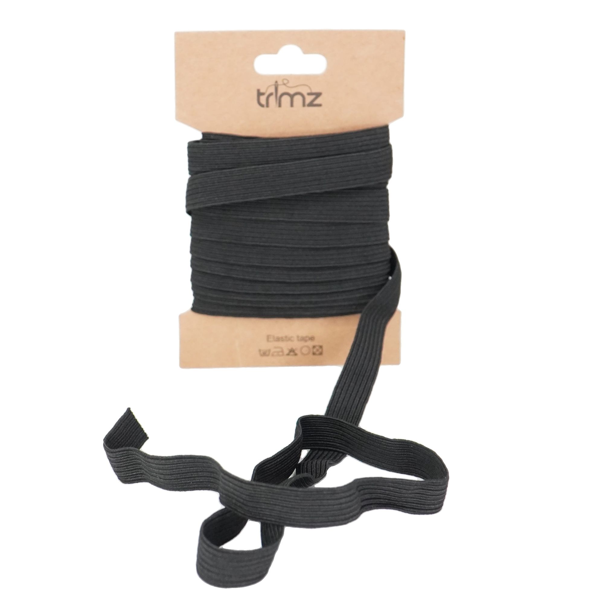 Trimz braided elastic on a card black 5m 12mm
