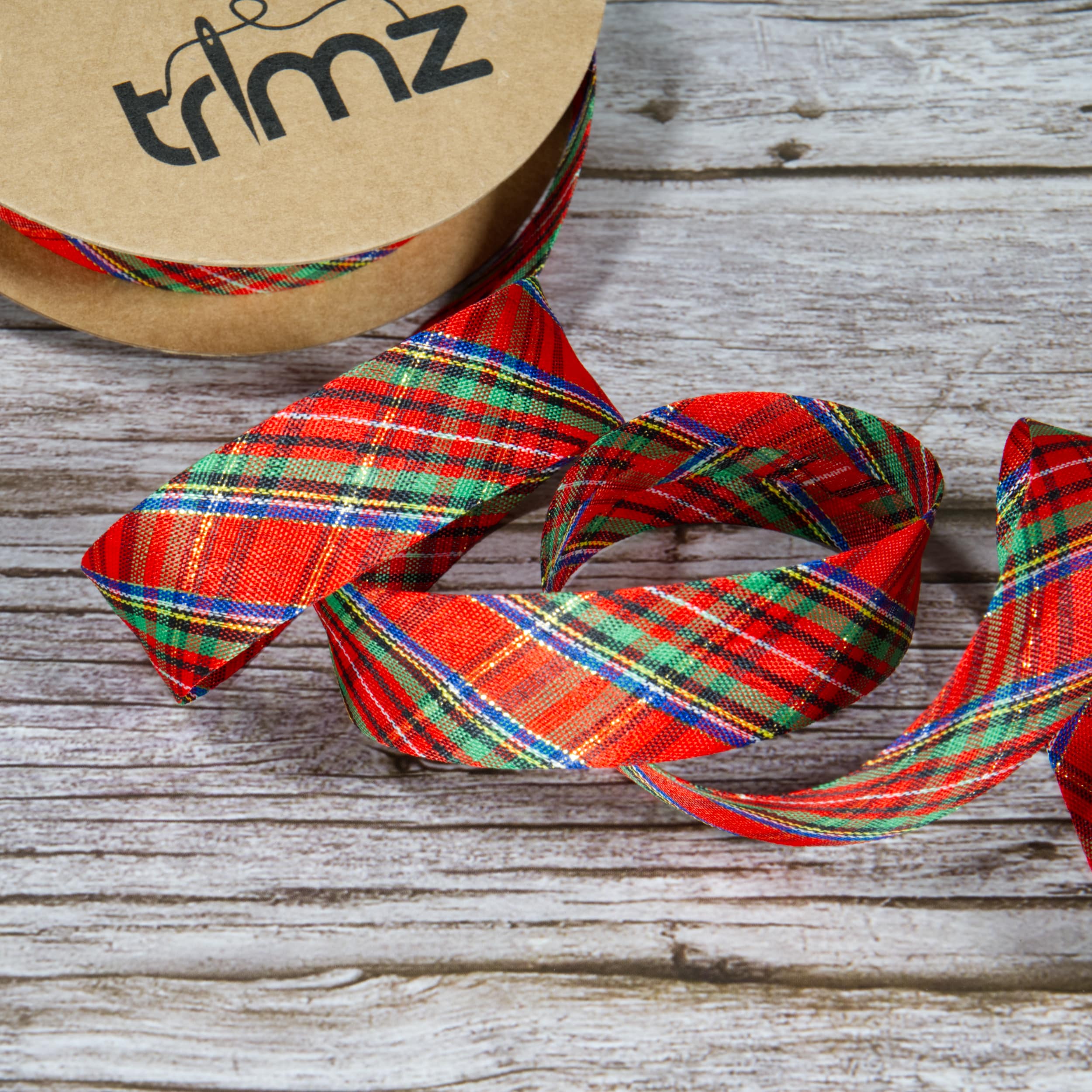 Tartan bias binding 25mm x 20m reel - Red/ Green/ Blue/ Yellow Close up