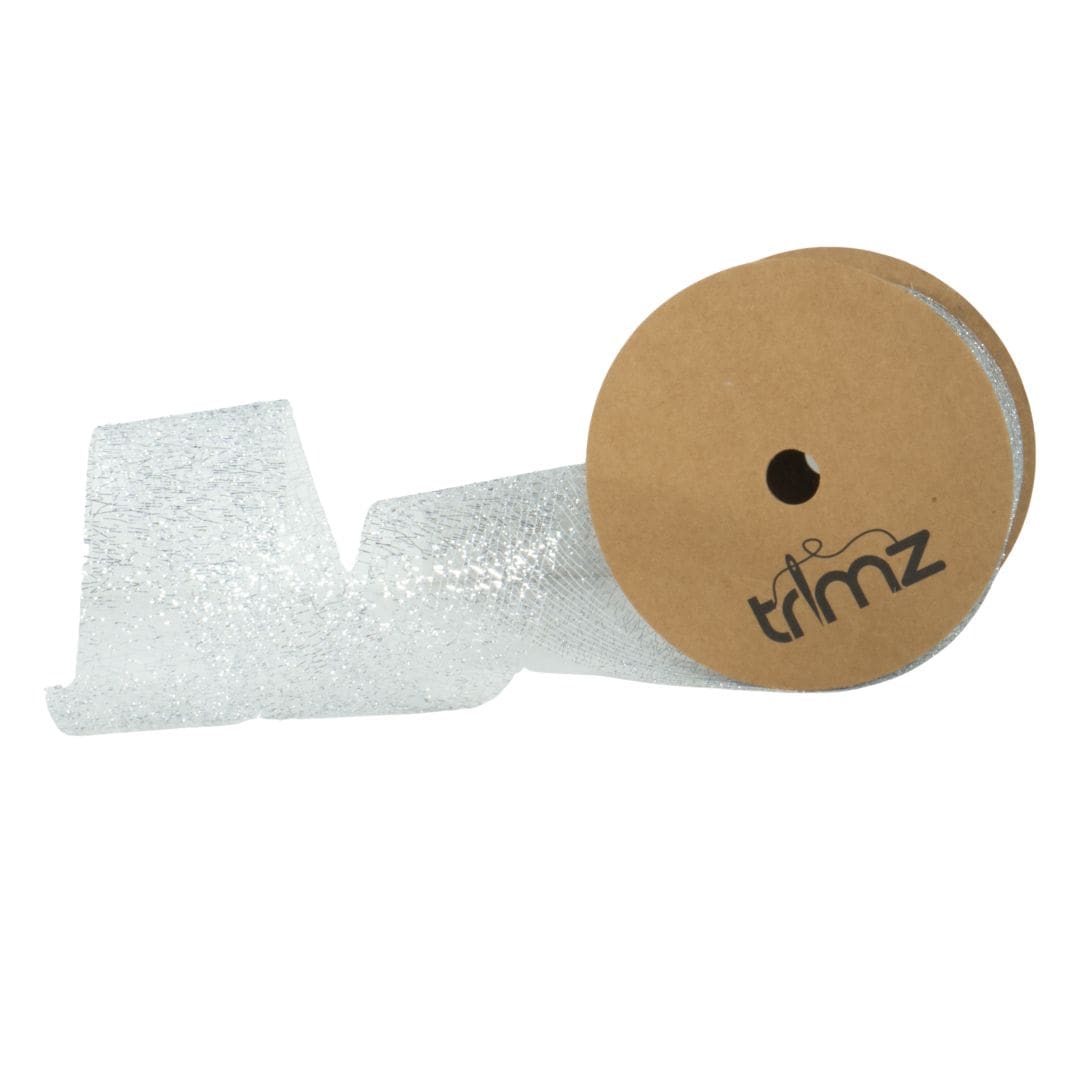 Silver Polyester Decorative Webbing 20m Reel
