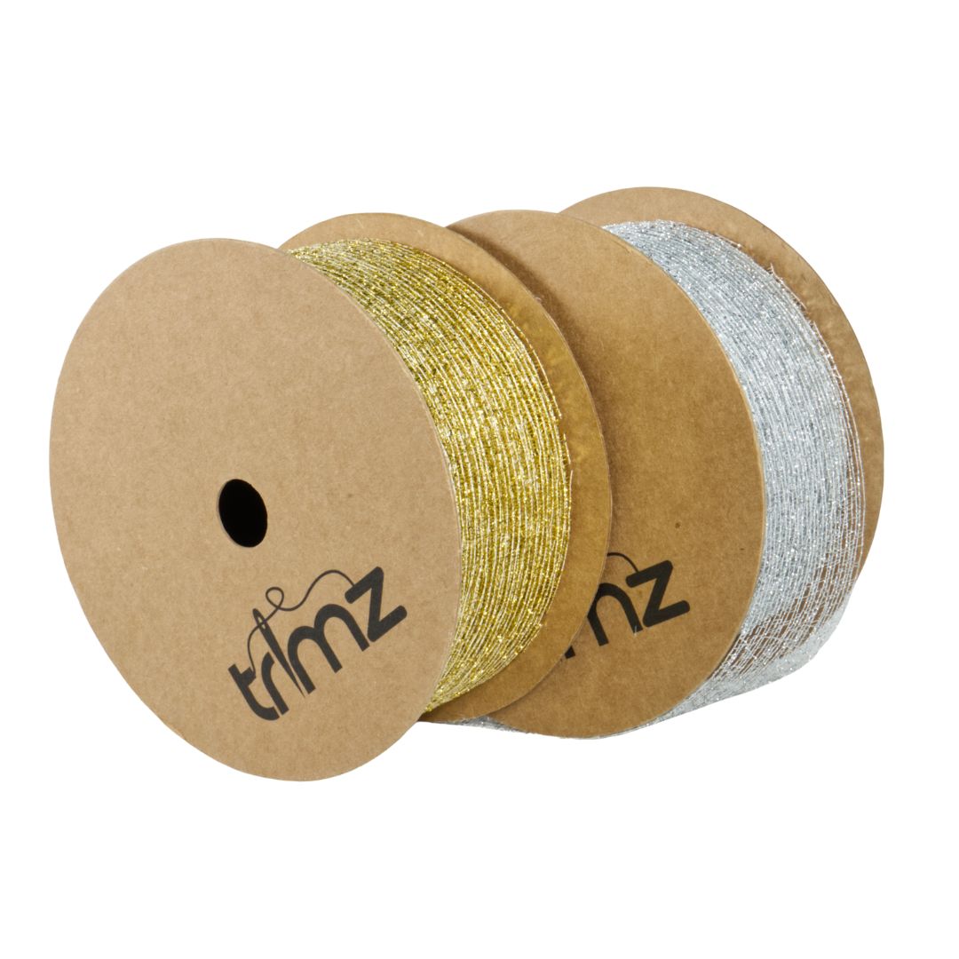 Gold/Silver Decorative Polyester Webbing 20m Reel