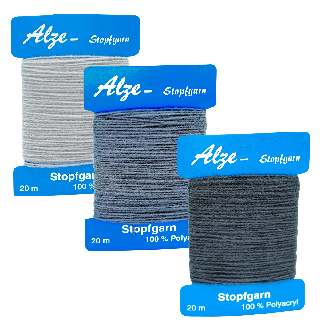 Trimz Darning Wool Bundle - Monochrome - Light Grey, Mid Grey, Dark Grey