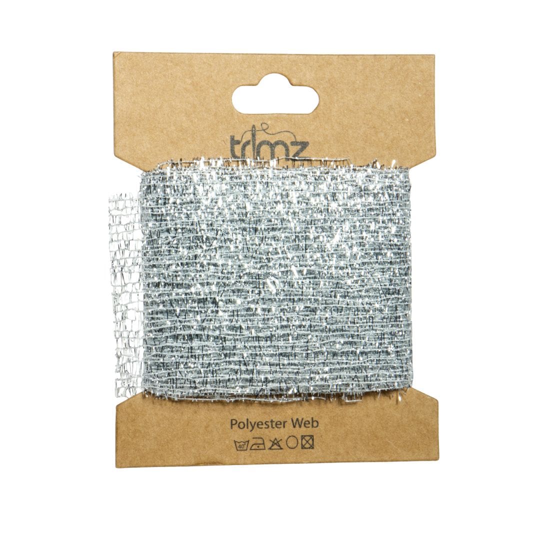 Silver Polyester Decorative Webbing 3m