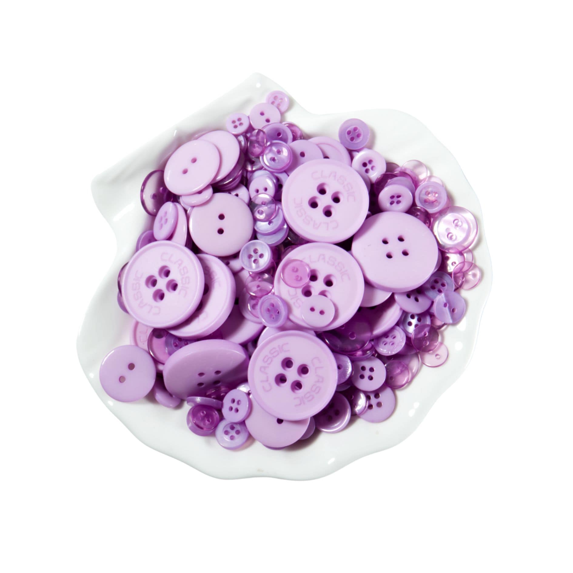 Trimz assorted buttons 250g lilac