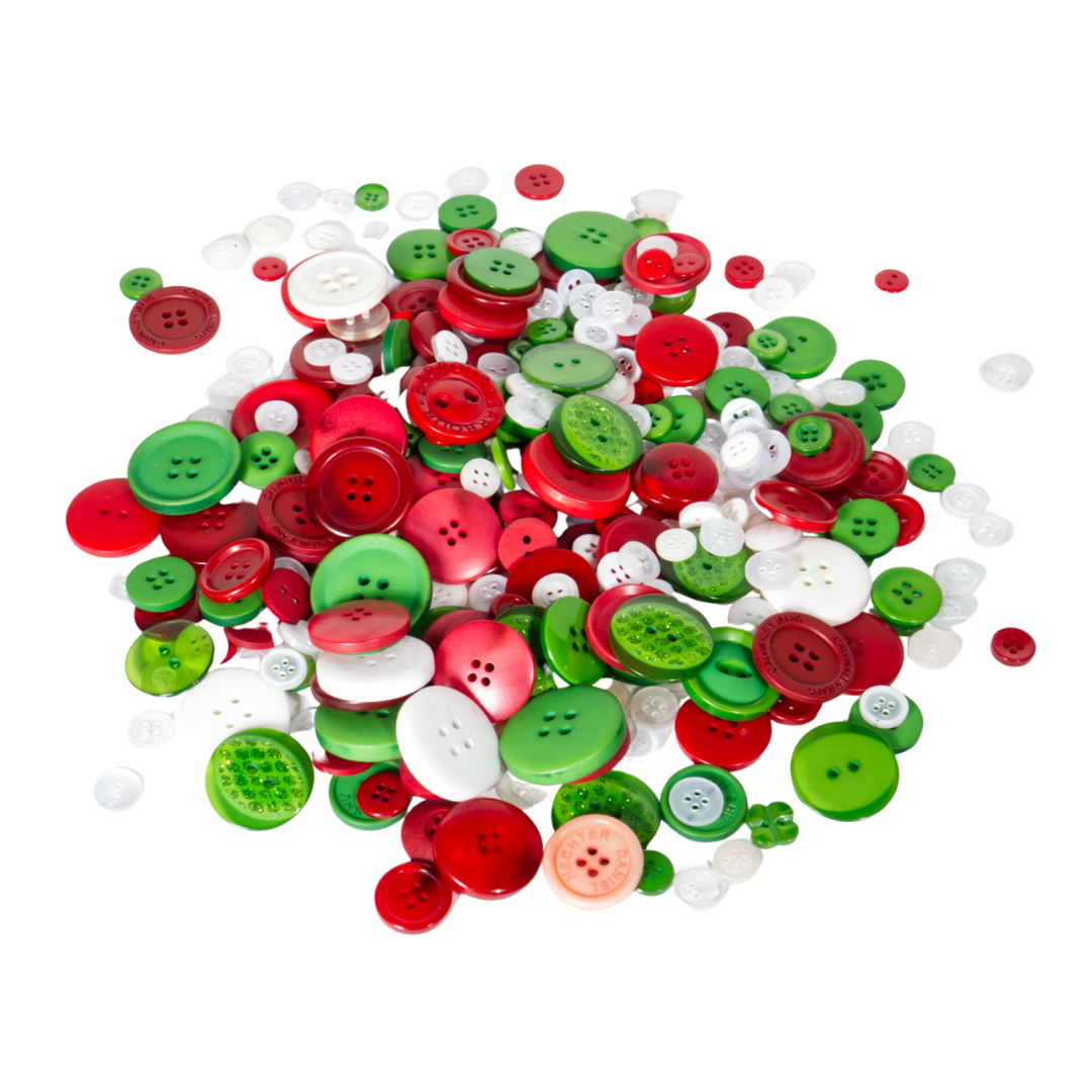 Trimz assorted buttons 250g Christmas colours
