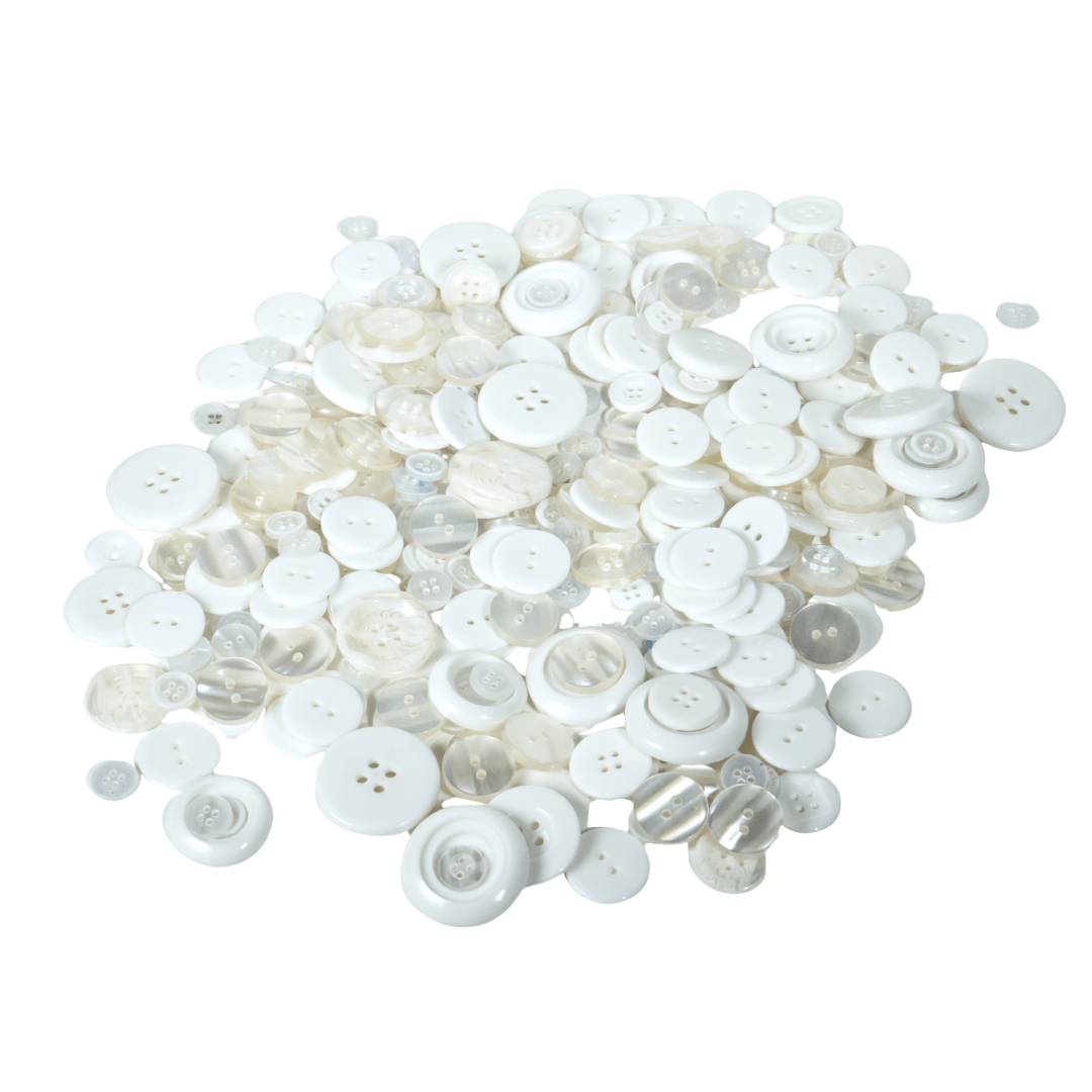 Trimz assorted buttons 250g white