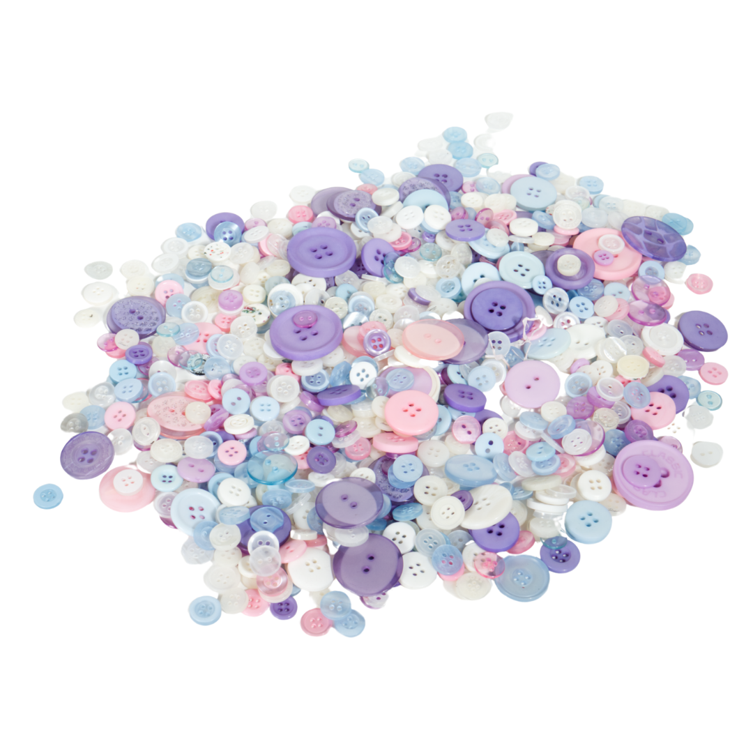 Trimz assorted buttons 250g pastel mix