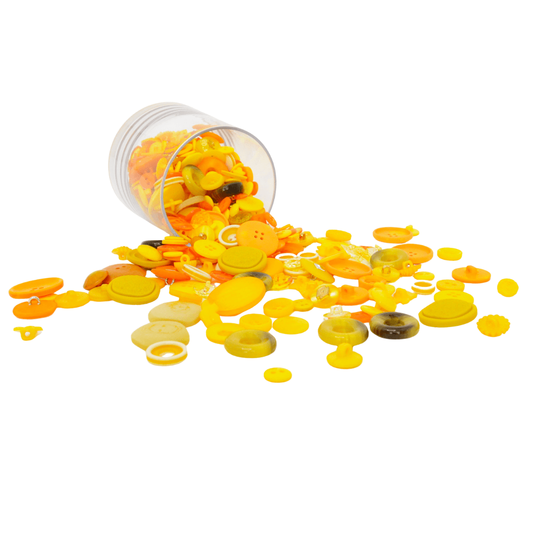 Trimz assorted buttons 250g yellow
