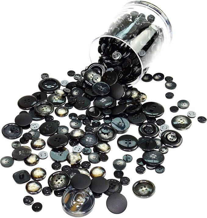 Trimz assorted buttons 250g black