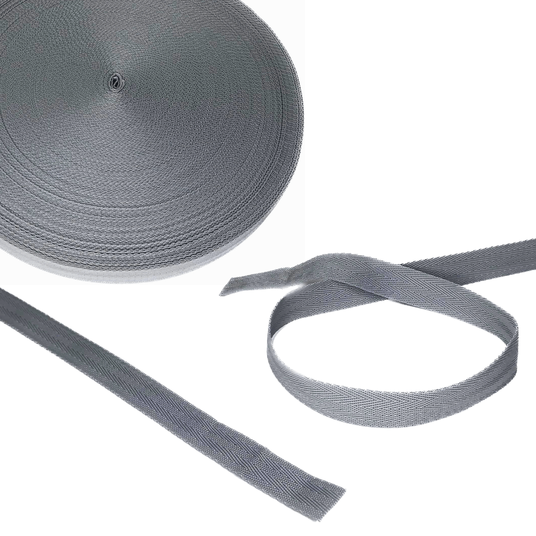 Polypropylene Herringbone Webbing Grey Detail