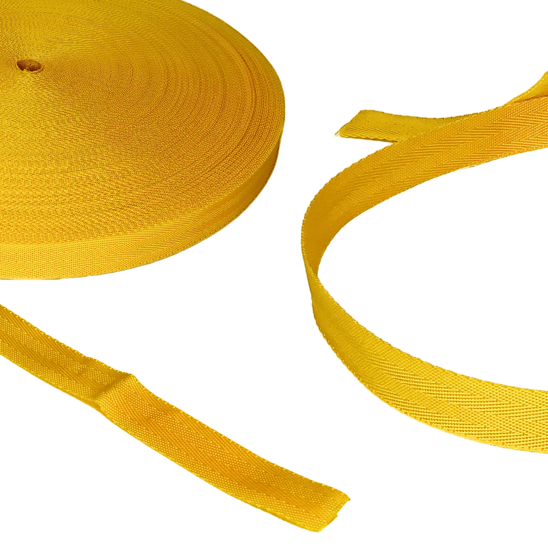 Polypropylene Herringbone Webbing Yellow Detail